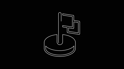 White line Flag icon isolated on black background. Victory, winning and conquer Stock Footage 167602392