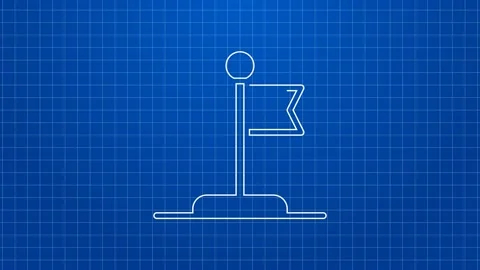 White line Flag icon isolated on blue background. Victory, winning and conquer Stock Footage 169317173