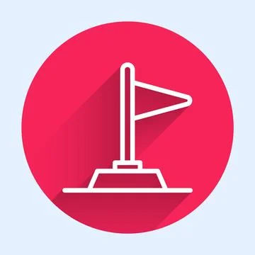 White line Flag icon isolated with long shadow. Victory, winning and conquer  Stock Illustration