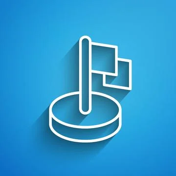 White line Flag icon isolated on blue background. Victory, winning and conq.. Stock Illustration