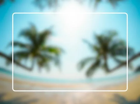 White line frame border with empty blank space for text on blurred bright s.. Stock-Fotos