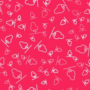 White line Fruit tree icon isolated seamless pattern on red background Illustrazione stock