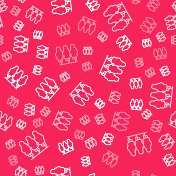 White line Fruit trees icon isolated seamless pattern on red background イラスト素材