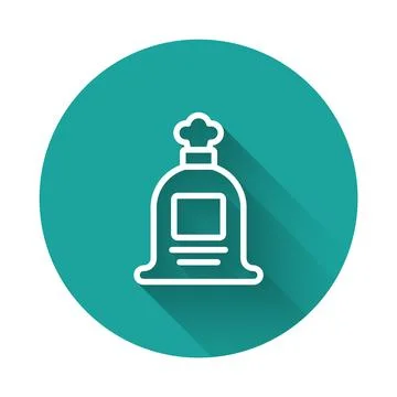 White line Full sack icon isolated with long shadow. Green circle button. Vector Stock Illustration