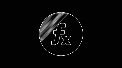 White line Function mathematical symbol icon isolated on black background. 4K Stock Footage 203565275