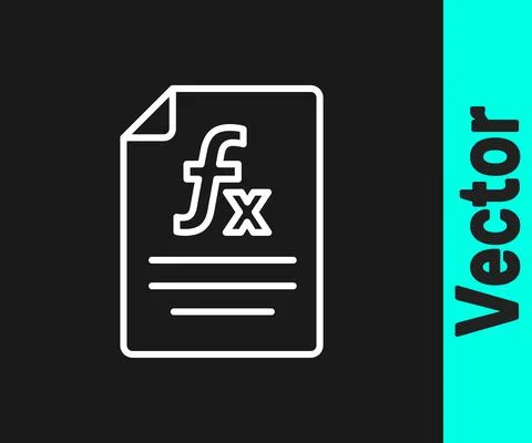 White line Function mathematical symbol icon isolated on black background Stock Illustration