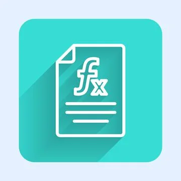 White line Function mathematical symbol icon isolated with long shadow. Green Stock Illustration