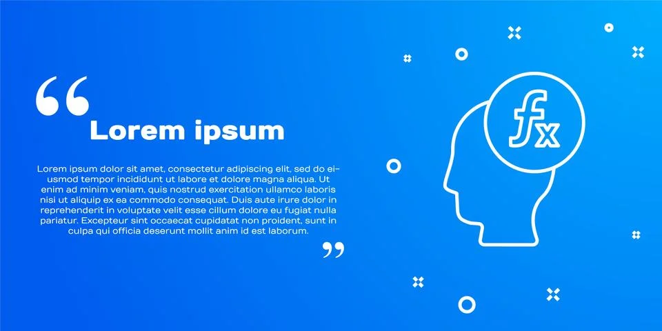 White line Function mathematical symbol icon isolated on blue background. Vector 스톡 일러스트