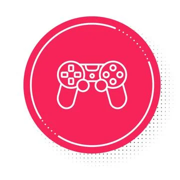 White line Game controller or joystick for game console icon isolated on white イラスト素材