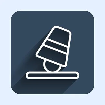 White line Game thimbles icon isolated with long shadow background. Ball and  Stock Illustration