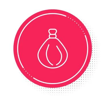 White line Garbage bag icon isolated on white background. Red circle button Stock Illustration
