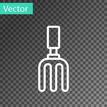 White line Garden rake icon isolated on transparent background. Tool for ho.. Ilustração Stock