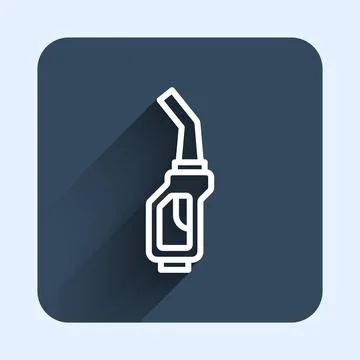 White line Gasoline pump nozzle icon isolated with long shadow background. Fuel Stock Illustration