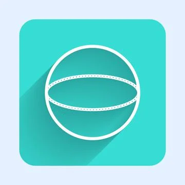 White line Geometric figure Sphere icon isolated with long shadow. Abstract イラスト素材