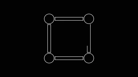 White line Geometric figure Square icon isolated on black background. Abstract Stockbeeldmateriaal 161992505