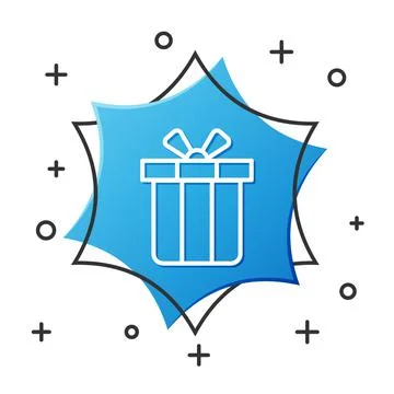 White line Gift box icon isolated on white background. Merry Christmas and Happy Stock Illustration