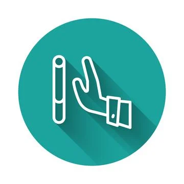 White line Giving up cigarette icon isolated with long shadow background. T.. Stock Illustration