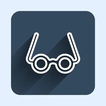 White line Glasses icon isolated with long shadow background. Eyeglass frame  Stock Illustration
