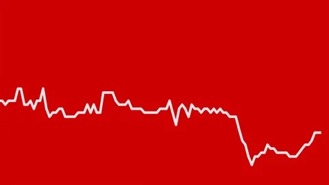 White line graph on red background chart of stock market investment trading. Stock Footage 83247372