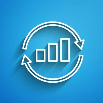White line Graph, schedule, chart, diagram, infographic, pie graph icon iso.. Stock Illustration