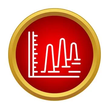 White line graph showing data analysis in red circle Stock Illustration