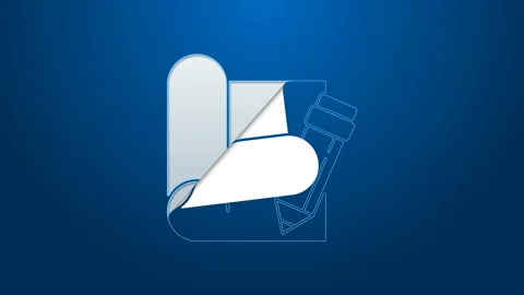 White line Graphing paper for engineering and pencil icon isolated on blue Stock Footage 144219233