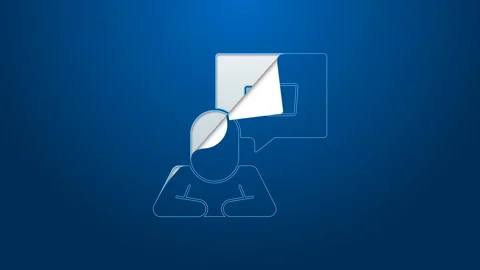 White line Hand like icon isolated on blue background. 4K Video motion graphic Stock Footage 144290929