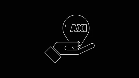 White line Hand on map pointer with taxi icon isolated on black background Stock Footage 161985666