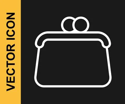 White line Handbag icon isolated on black background. Female handbag sign. .. Illustration