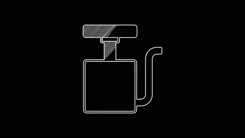 White line Handle detonator for dynamite icon isolated on black background. 4K Stock Footage 203640991