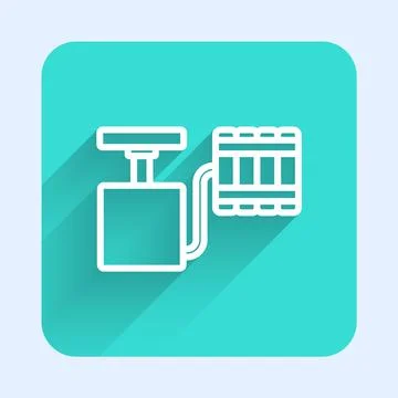White line Handle detonator for dynamite icon isolated with long shadow Stock Illustration