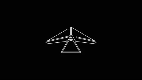 White line Hang glider icon isolated on black background. Extreme sport. 4K Stock Footage 161360950