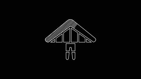 White line Hang glider icon isolated on black background. Extreme sport. 4K Stock Footage 203317009