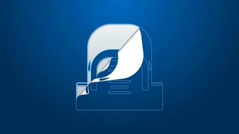 White line Hangar with servers icon isolated on blue background. Server, Data Stock Footage 144352247