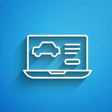 White line Hardware diagnostics condition of car icon isolated on blue Illustrazione stock