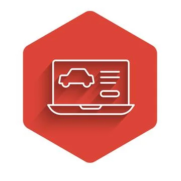 White line Hardware diagnostics condition of car icon isolated with long shadow Stock Illustration
