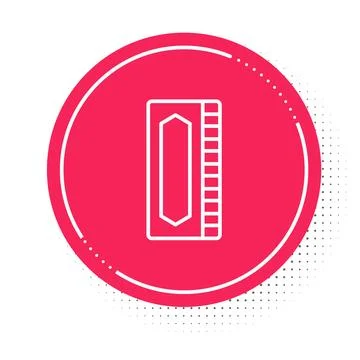 White line Harmonica icon isolated on white background. Musical instrument. Red Stock Illustration
