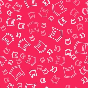 White line Hive for bees icon isolated seamless pattern on red background Stock Illustration