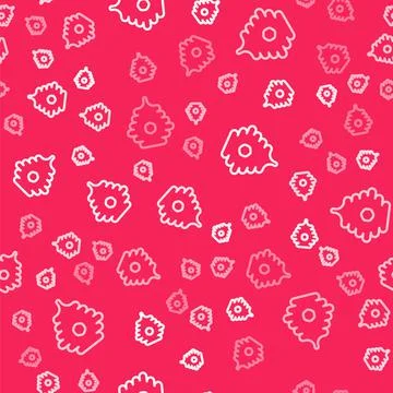 White line Hive for bees icon isolated seamless pattern on red background イラスト素材