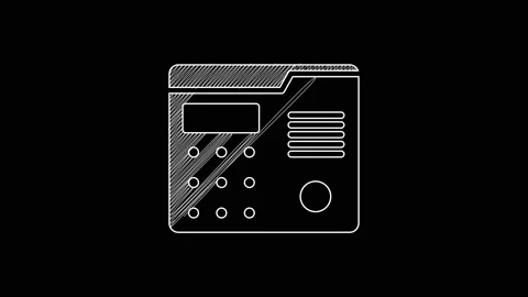 White line House intercom system icon isolated on black background. 4K Video Stock Footage 203344920