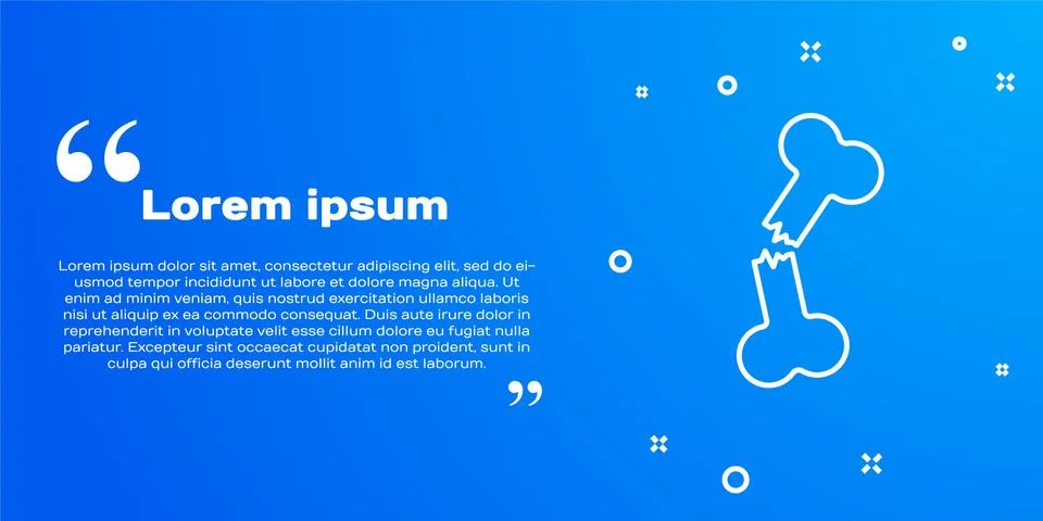 White line Human broken bone icon isolated on blue background. Vector Stock Illustration
