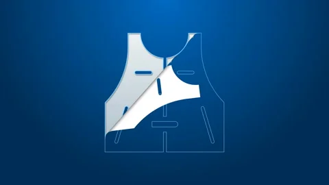White line Hunting jacket icon isolated on blue background. Hunting vest. 4K Stock Footage 144353271