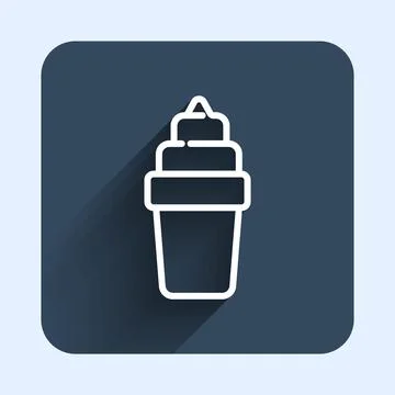 White line Ice cream in waffle cone icon isolated with long shadow backgrou.. Stock Illustration
