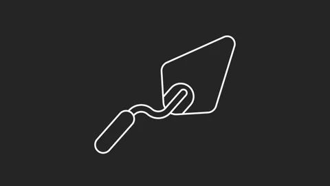 White line icon of a trowel on dark background Stock Footage 346188290