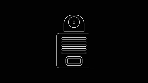 White line Intercom icon isolated on black background. 4K Video motion graphic Stock Footage 167600302