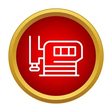 White line jigsaw power tool red circle icon Illustrazione stock