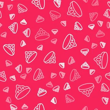 White line King crown icon isolated seamless pattern on red background. Vector 스톡 일러스트