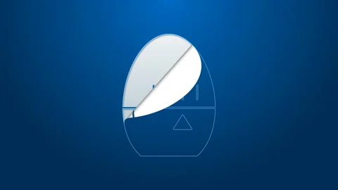 White line Kitchen timer icon isolated on blue background. Egg timer. Cooking Stock Footage 144354087