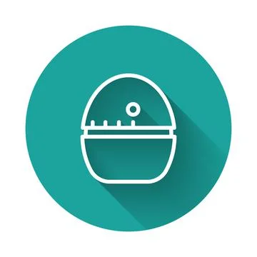 White line Kitchen timer icon isolated with long shadow background. Egg timer Stock Illustration