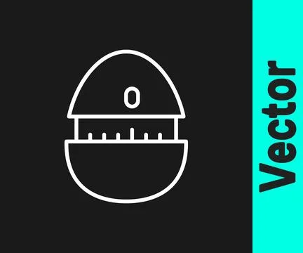 White line Kitchen timer icon isolated on black background. Cooking utensil Stock Illustration